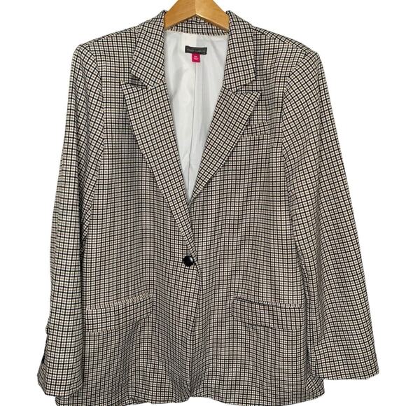 Vince Camuto Blazer Women's XXL Checked Plaid Vented Lined Academia Career Wear - Picture 1 of 8